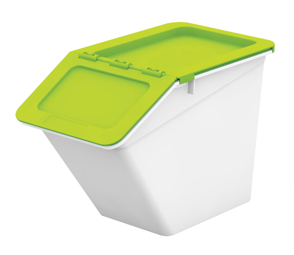 30L Plastic Storage Box  With Hinged Lids Stack-able New Multi Use Recycling Bin 