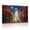 A, variant on XaaKee Canvas Wall Art UFO Ghost Cat Mystic Abduction Soft Brushwork Twilight Blue Painting Canvas Art Prints Wall Art Inner Framed 18*12Inch
