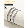 thumbnail image 3 of U7 Anklets Bracelets for Women 3Pcs Layered Stainless Steel Waterproof Cuban Curb Rope Figaro Chain Anklets Set Jewelry Gift, 3 of 7