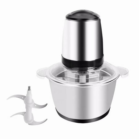 Stainless Steel Sill 110V 300W Portable Electric Home Use Stainless Steel One-key Meat Grinder 2L Stainless Steel Cup Sil ()