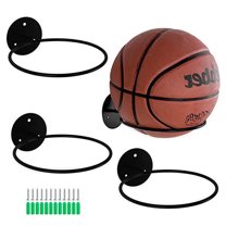 3 Packs Basketball Holder Wall Mount, Threan Mounted Ball Wall Storage Display Ball Storage Universal Ball Rack Metal Ball Holder for Basketball Football Volleyball Soccer Storage Display Black