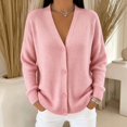 thumbnail image 3 of Resicozy Women's Long Sleeve Cardigan Sweaters Button Up V Neck Knit Tops Lightweight Oversized Business Pullover Pink 2XL, 3 of 5
