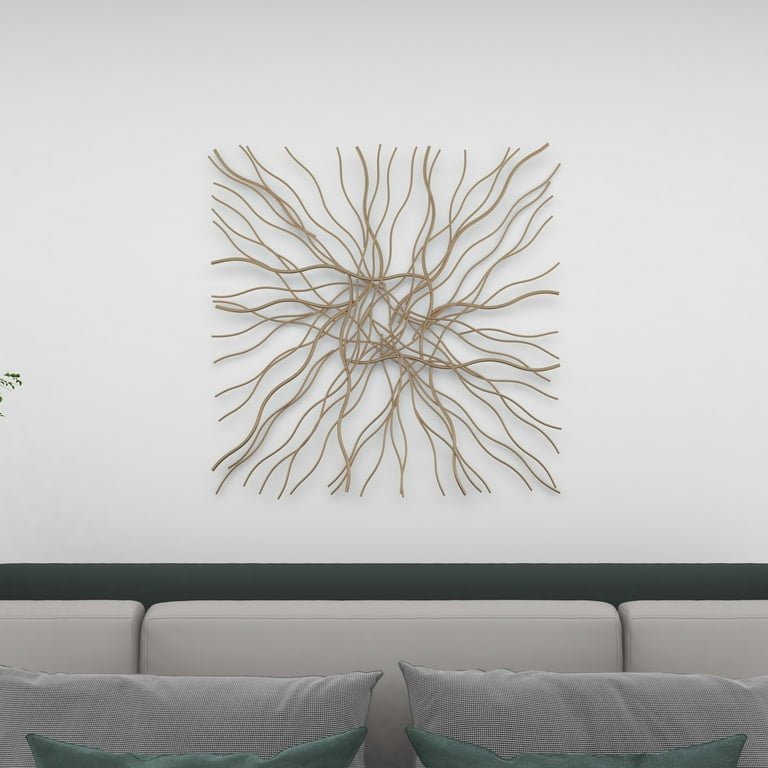 DecMode Gold Metal Overlapping Decor Abstract Wall Lines