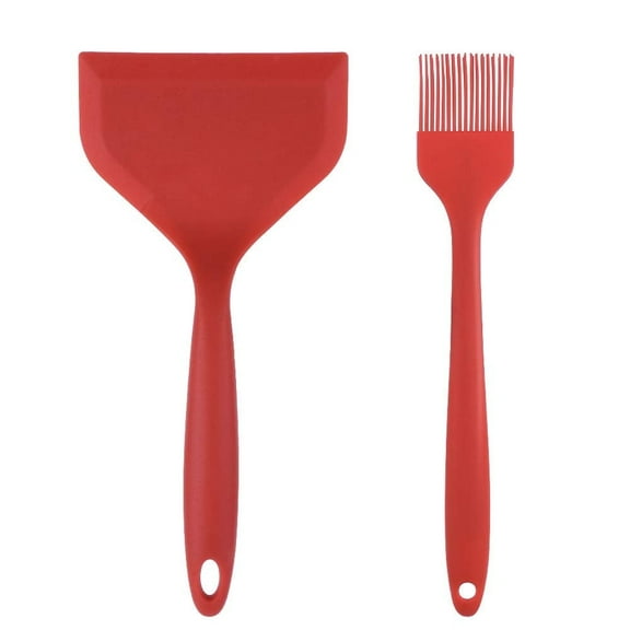 Epullzh Silicone Spatula Wide Soft Heat-Resistant Non-Stick Pan Tamagoyaki Turner Basting Brush Silicone Heat Resistant Pastry Brushes Spread Oil Butter Sauce Red Color Food Grade BPA Free Dishwasher