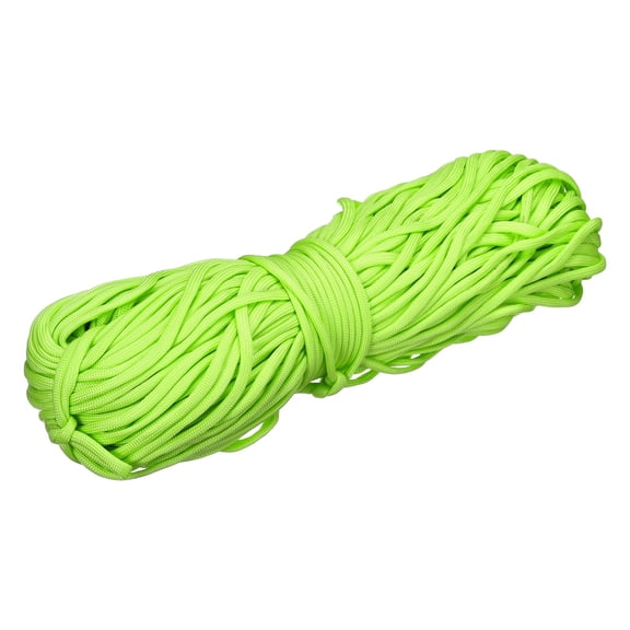 Uxcell 1/8" Paracord Rope, 200ft 7 Strand Heavy Duty Camping Rope Braided Polypropylene Ropes, Lightweight Tie-Downs Utility Cord for Marine, Indoor & Outdoor, Fluorescent Yellow