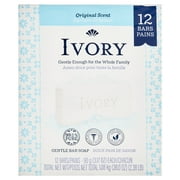 Ivory Bar Soap, Original Scent, for All Skin Types, 12 Count 3.17 oz