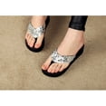 thumbnail image 4 of EeaseMX Sandalias de plataforma con purpurina para mujer, sandalias brillantes con tiras, sandalias de cuña antideslizantes, talla 40 (plateadas), 4 of 7