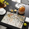 thumbnail image 3 of Orange Green Eucalyptus Leaves Placemats Set of 6, Fall Botanical Rustic Placemats for Dining Table, Place Mats for Kitchen Tabletop, Waterproof Wipeable Dining Table Mats Set, 3 of 9
