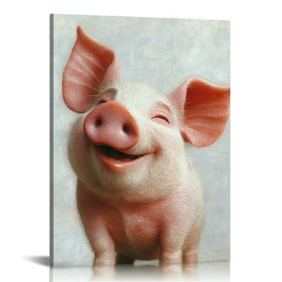 FCXZI Smiling Pig Canvas Prints Wall Art Home Decor 12x16 16x20 12x16in