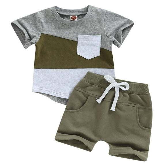 Coerni Baby Boy Summer Outfit Short Sleeve Tee Shirts and Shorts Suit Baby Boys 2Pcs Clothes Set 3 6 12 18 24 Months