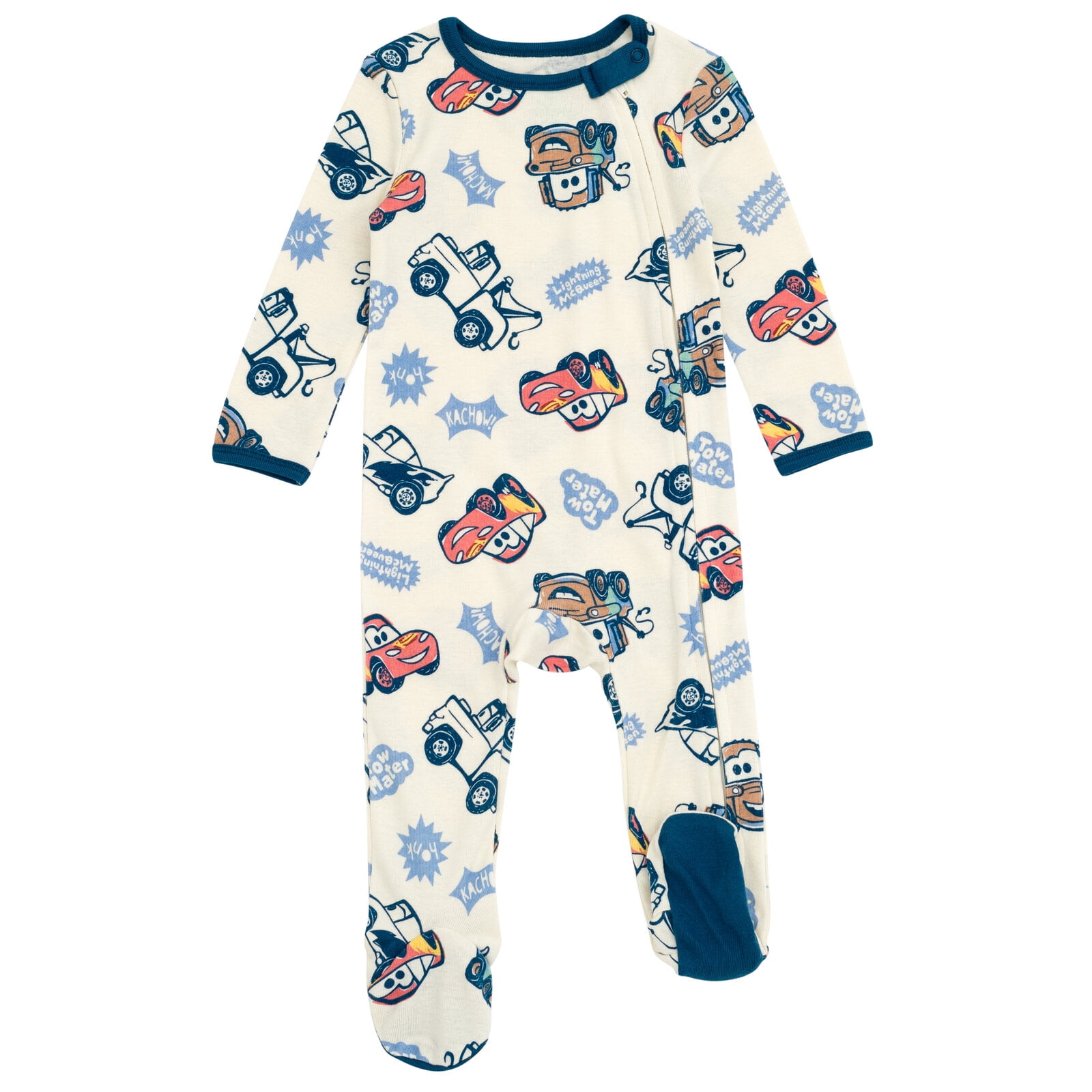 Disney Cars Baby Boys' 2-Pack Footed One-Piece Sleep N' Play McQueen Coral White
