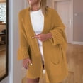 thumbnail image 2 of Lovskoo Cardigan Sweaters for Women Winter Solid Color Casual Long Sleeve Long Sweater Coat Cardigan Blouse Tops Yellow, 2 of 9