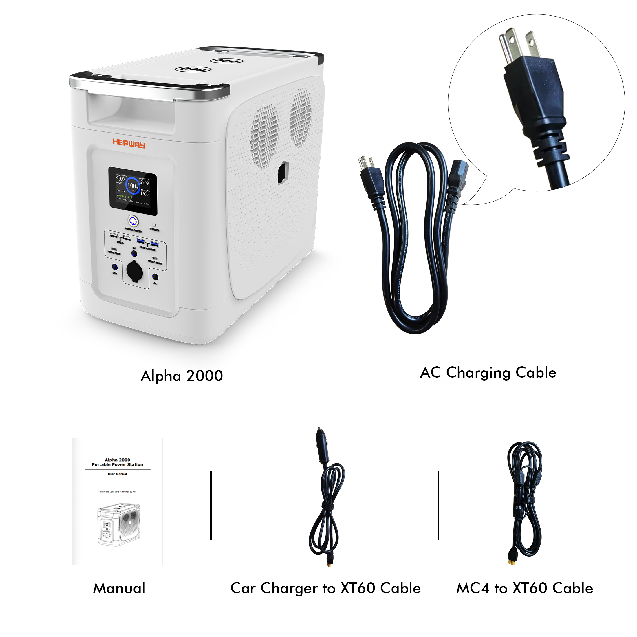 HEPWAY Portable Power Station,2000W 2016Wh LFP Battery 3000+ Cycle to 80%, Expandable Up To 32,768Wh with X-Boost 3600W, Full Charge in 1.3Hr, 2400W Solar Generator for Home UPS Backup RV Camping