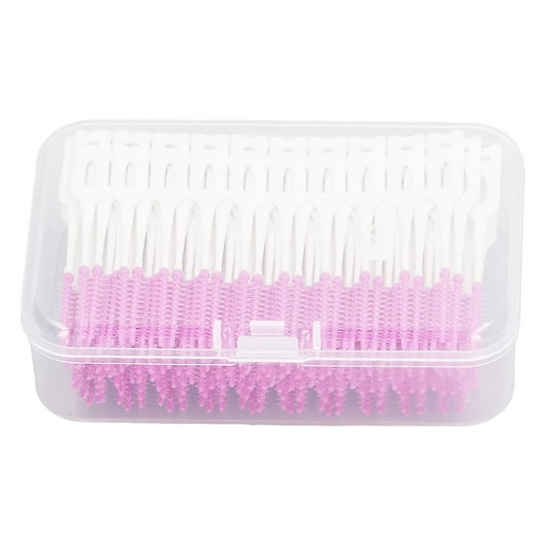 200 Pcs Disposable Interdental Brushes Soft Silicone Dental Floss Cleaning Toothpicks for Oral Care Purple
