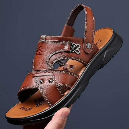 

Leather Casual Shoes For Men High Quality Classic Men Sandals Summer Outdoor Walking Men Sneakers Breathable Men Sandals A1