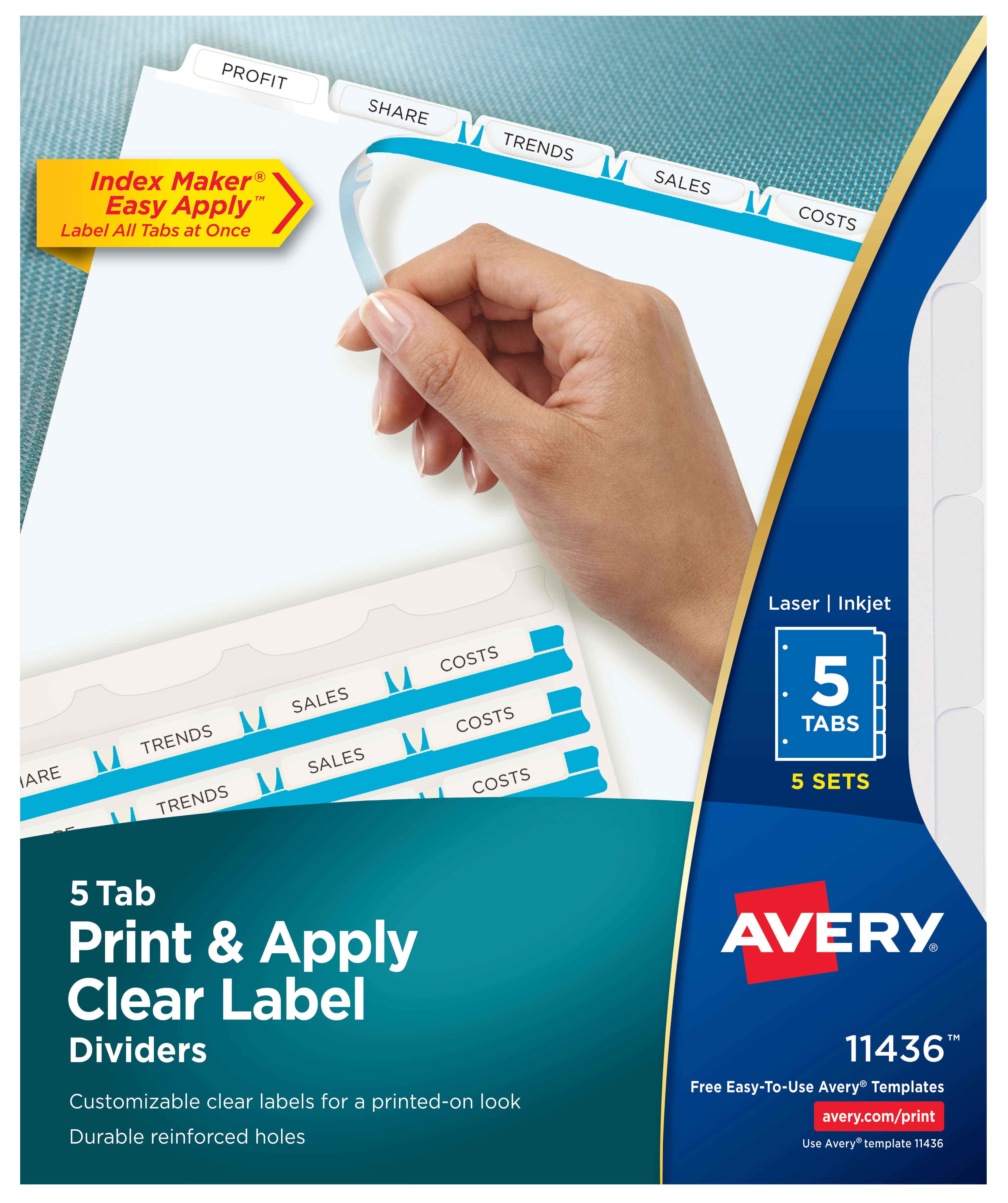 photo about Printable Labels Walmart referred to as Avery Print Implement Dividers, Printable Label Strip, 5 White Tabs (11436)