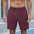 thumbnail image 4 of lcziwo Shorts for Men Casual Holiday Drawstring Chino Shorts Multi Pockets Solid Color Fishing Outdoor Hiking Shorts Wine M, 4 of 5