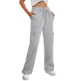 thumbnail image 2 of kaltagled Sweatpants Women Wide Leg Cargo Joggers High Waisted Drawstring with Pockets Outdoor Athletic Casual Pants​​ Soft Comfy Hiking Workout Jogger Lounge Loose Sweat Pants, 2 of 5