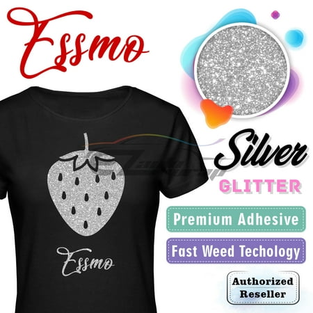 ESSMO Silver Glitter Heat Transfer Vinyl HTV Sheet T-Shirt 20