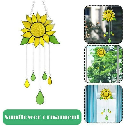 

Goodhd Drop oil sunflower pendant alloy flower wind chimes pendant