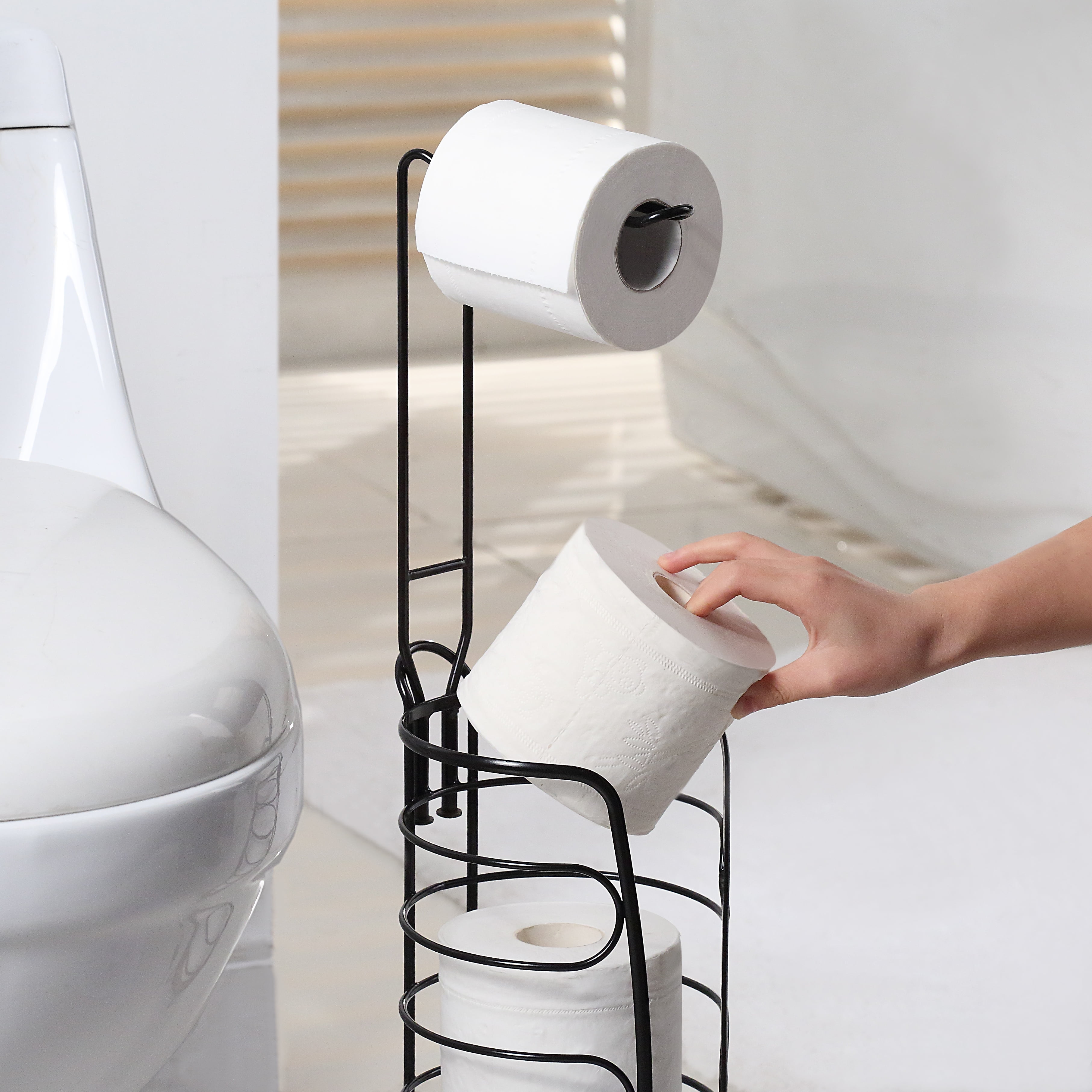 Three Roll Smart Accessories Neverrust Toilet Paper Holder Black