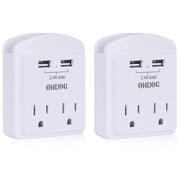 ONDOG 2-Pack Wall Charger, Small Surge Protector with 2 USB Ports, Top Phone Holder for Smart Phones, White