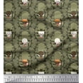 thumbnail image 1 of Soimoi Green polyester Crepe Fabric Hat & Devil Cartoon Print Sewing Fabric Yard 42 Inch Wide, 1 of 1