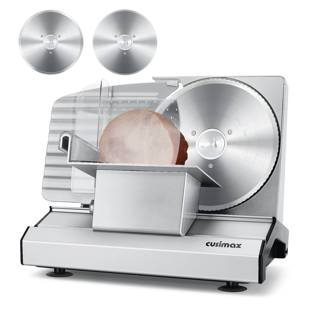 CUSIMAX Dual-Blade Electric Meat Slicer,8.7" Removable Blades,Adjustable Thickness, Detachable, for Meat, Cheese, Bread