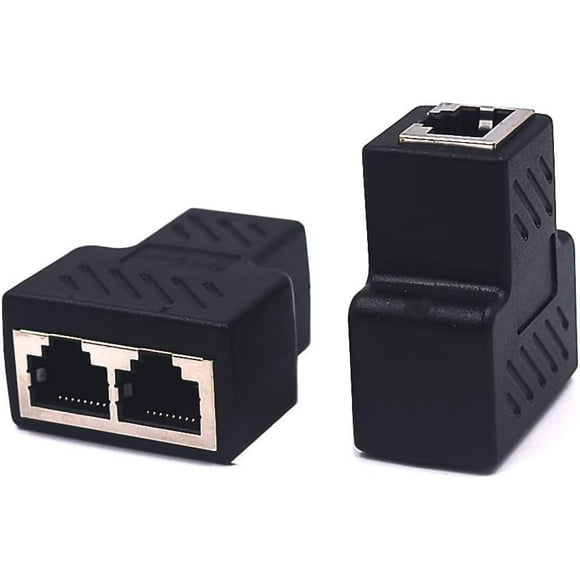 HUGFEGWE Kewrok 1 Paire Répartiteur Ethernet RJ45, 1 vers 2 Répartiteur RJ45, 1 Port Femelle vers 2 Ports Femelle Adaptateur d'Extension de Câble LAN Réseau Connecteur Coupleur, Accès IPTV Internet Haut Débit