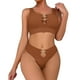 thumbnail image 1 of Gibobby Conjunto de pijama Pijamas de mujer Sexy sólido en forma de corazón ahueca hacia fuera sin mangas pantalones cortos lencería ropa de dormir conjunto(Marrón,G), 1 of 5