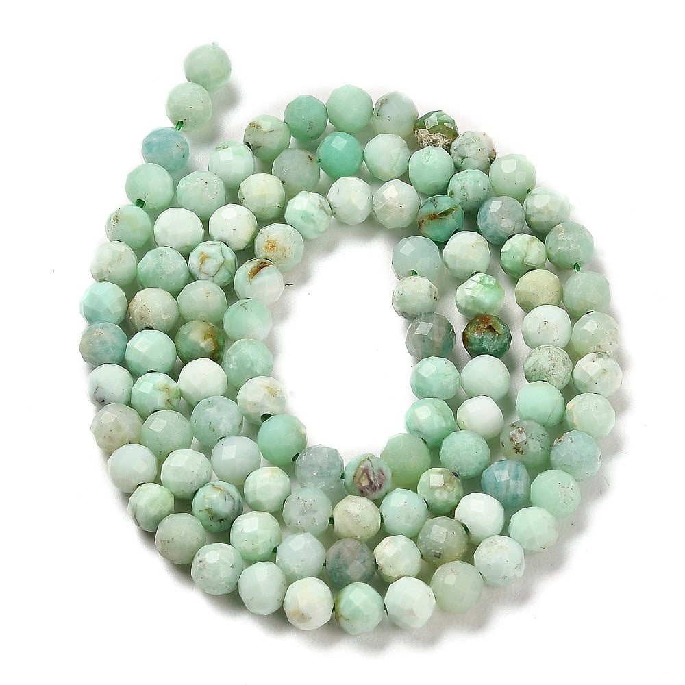 5strands Natural Green Opal Beads Strands Faceted Round 4~4.5x4~5mm Hole: 0.7mm about 90~94pcs/strand 15.35''(39~39.5cm) DIY