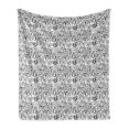 thumbnail image 1 of Dogs Soft Flannel Fleece Blanket, Monochrome Doodle Art Composition with Cheerful Animals Smiling Pet Faces, Cozy Plush for Indoor and Outdoor Use, 50" x 60", Charcoal Grey and White, by Ambesonne, 1 of 6