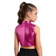 thumbnail image 2 of TiaoBug Shiny Sequin Crop Tops for Girls Hip-hop Dance Vest 70s Disco Party Stage Performance Outfit Hot Pink 6, 2 of 7