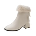 thumbnail image 1 of NECHOLOGY Botas Mujer Zapatos Botines para mujer Tacones transpirables, zapatos cortos térmicos altos para mujer, botas de invierno Retro gruesas y cálidas de felpa, botas para mujer (Beige, 8.5), 1 of 7