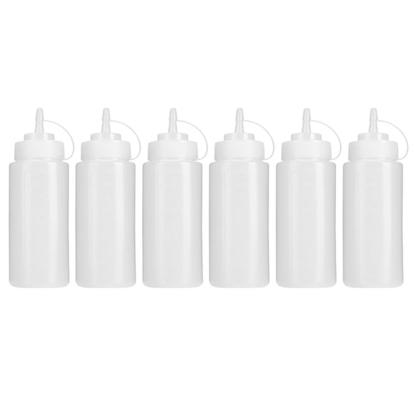 6 Pack 480ml Ketchup Squeeze Bottle Salad Dressing Dispenser Squirt Salad Dressing Condiment Bottle Household Kitchen Supplies