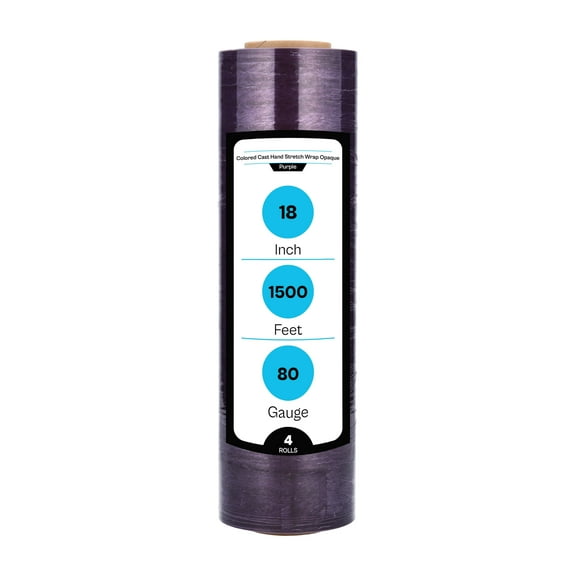 MMBM Purple Cast Stretch Wrap 18 Inch x 1500 Feet 4 Rolls 80 Gauge Opaque Plastic Shrink Film for Wrapping Moving