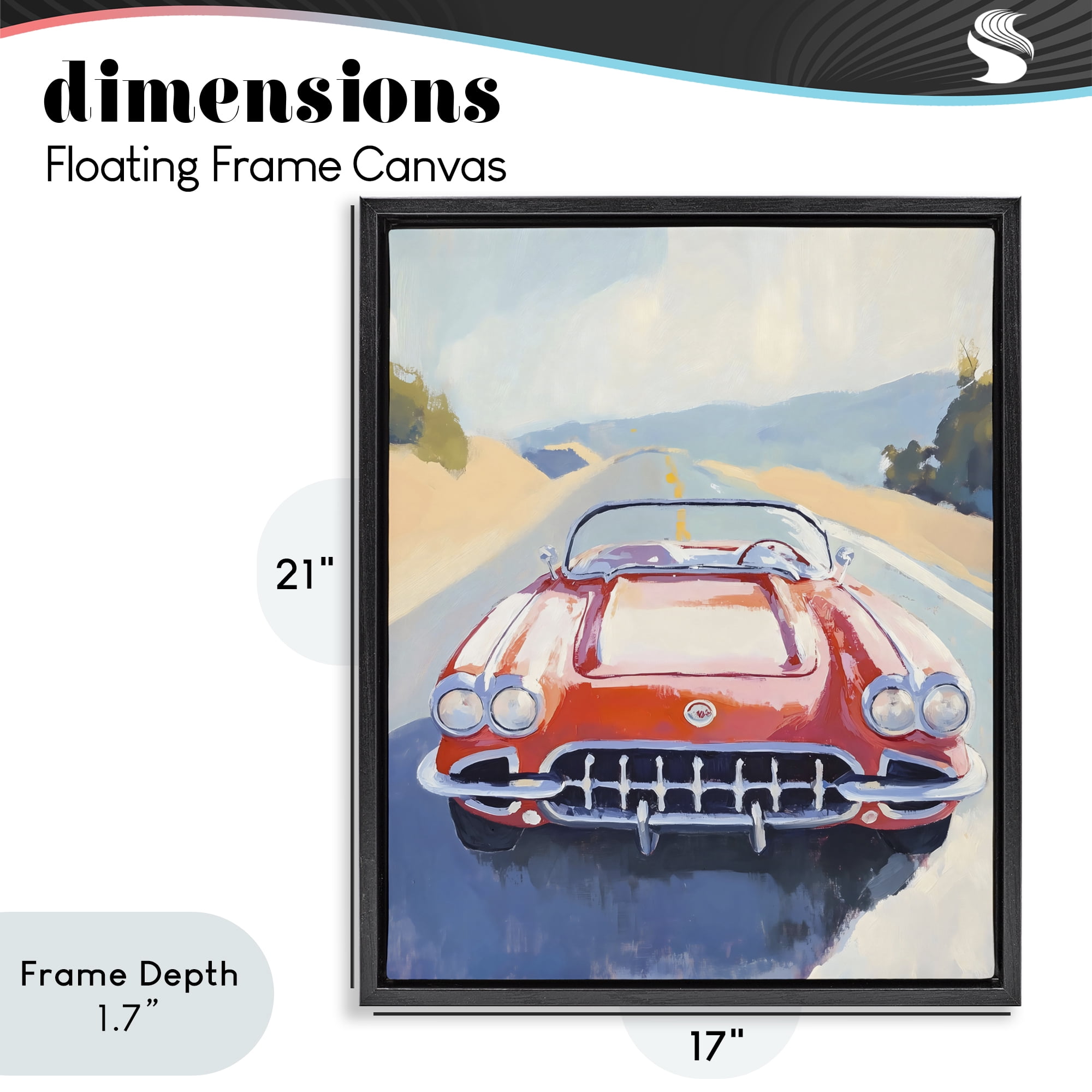 Stupell Industries Red Sports Car on Journey Black Framed Floater Canvas Wall Art, design by The Prints Vibe