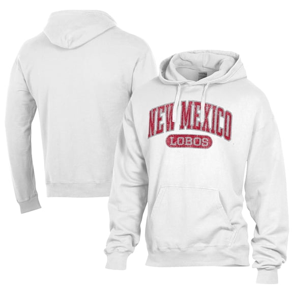 Men's Comfort Wash  White New Mexico Lobos Lightweight Fleece Pullover Hoodie