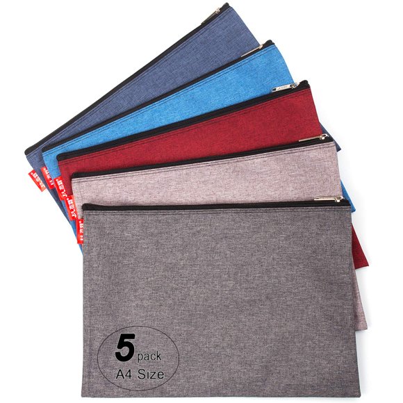 ADVcer 5 Pack Canvas Zipper Tool Bag Set, 13.3" x 9.4" 14oz Heavy Duty Waterproof Multipurpose Utility Multi Tool Storage Pouch Case for Organizing and Sorting Household Tools, Spare Parts (5 Colors)