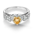 thumbnail image 4 of Gem Stone King 925 Sterling Silver Yellow Citrine Ring for Women (1.08 Cttw, Heart Shape 6MM, Gemstone Birthstone, Available in Size 5, 6, 7, 8, 9), 4 of 6