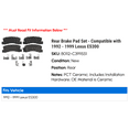 thumbnail image 2 of Rear Brake Pad Set - Compatible with 1992 - 1999 ES300 1993 1994 1995 1996 1997 1998, 2 of 2