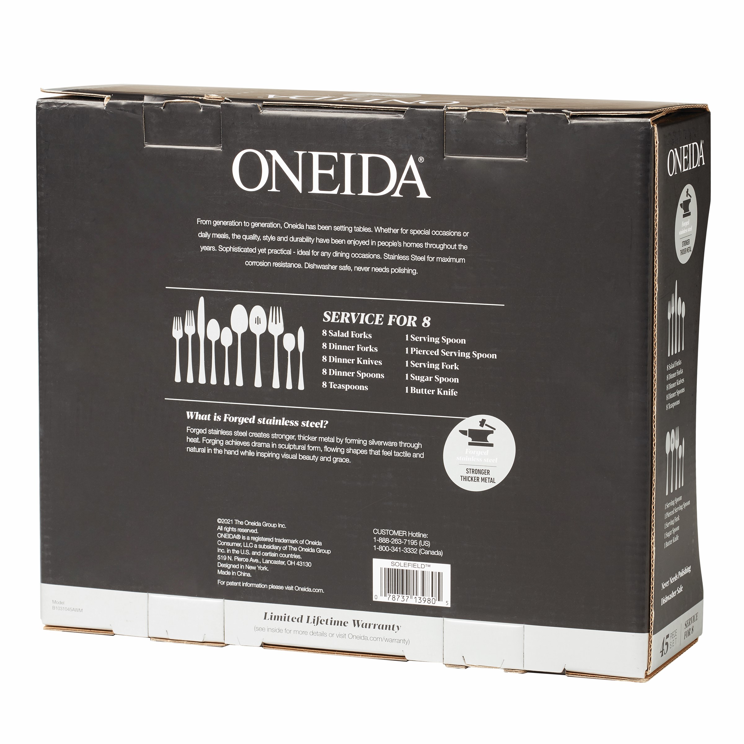 Oneida Solefield 45-Piece Flatware Set, Mirror Stainless photo 2