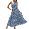 thumbnail image 2 of Pompotops Robe d'Été Bohème Sans Manches à une Épaule, Robe de Soirée Fluide à Volants, Robe Maxi de Plage, 2 of 8