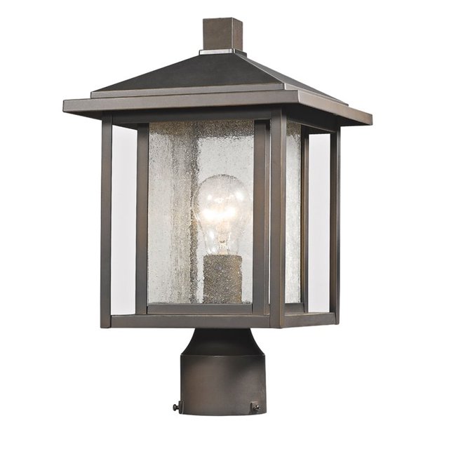 Z-Lite Aspen Outdoor Post Lantern in Clear and Oil Rubbed Bronze
