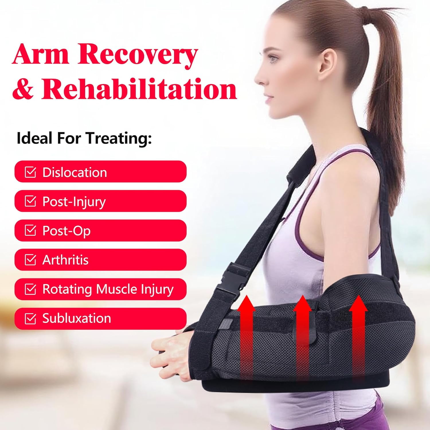 Shoulder Abduction Sling, Immobilizer for Injury Support, Pain Relief Arm Pillow for Rotator Cuff with Removable Wedge Abduction Pillow and Stress Ball, Subluxation, Surgery, Dislocated, Broken Arm