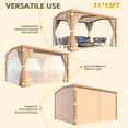 thumbnail image 5 of Richryce 11x13ft Louvered Pergola with Adjustable Rainproof Roof, Wood Grain Outdoor Aluminum Pergola for Patio, Lawn & Garden, Curtains and Netting Included, 5 of 8