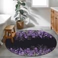 thumbnail image 3 of Purple Lavender Round Area Rug 4Ft Washable Circle Rugs for Bedroom Dining Room, Spring Watercolor Wildflowers Plant Black Non-Slip Carpet Floor Mats Indoor Outdoor Carpet Runner Aesthetic Home Decor, 3 of 8