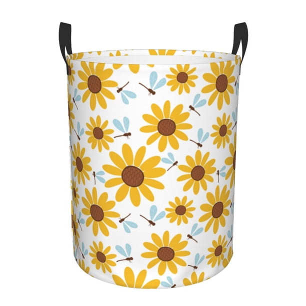 Fotbe Sunflowers Cesto de Ropa con Asas, Cesto Impermeable de Gran Capacidad, Bolsa de Lavado para Dormitorio, Cesto de Ropa con Ruedas y Asas-Small