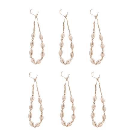 - Frogsac Set of 6 Multi Cowrie Hemp Necklaces with Cowrie Shells and White Pukka - Great Party Favors