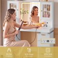 thumbnail image 6 of FANRAL Large Fluted Vanity with LED Lighted Mirror,Built-in Cabinet Lighting & Multi-Drawer Storage,Modern Dressing Table for Bedroom Beauty Space,White Vanity, 6 of 8